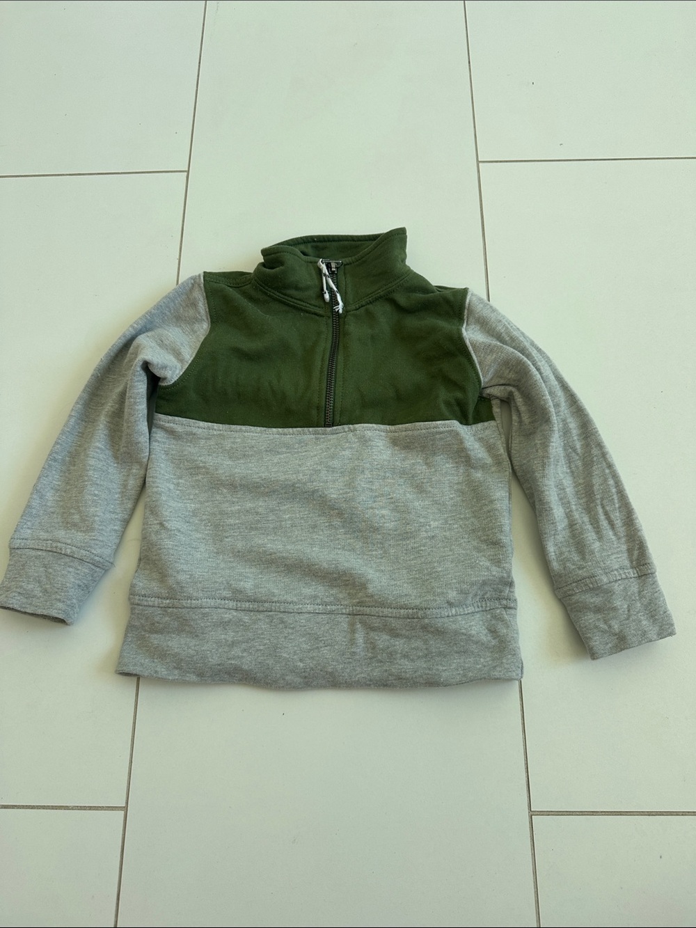Crewcuts Kids Half-Zip Pullover Sweatshirt - Green and Gray 2/3 boys